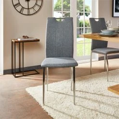 IDIMEX Esszimmerstuhl APOLLO, Set Mit 4 Stühlen Stoff In Grau -Günstiges Tische Geschäft 12274 A0 2N