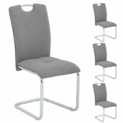 IDIMEX 4er Set Schwingstuhl ELEONORA, Stoff Grau