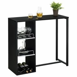 Günstiges Tische Geschäft 4 IDIMEX Bartisch PIAVA Mit Regal In Schwarz