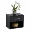 CARO-Möbel Nachttisch MARY Schwarz Mit Schublade