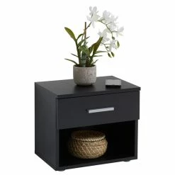 CARO-Möbel Nachttisch MARY Schwarz Mit Schublade