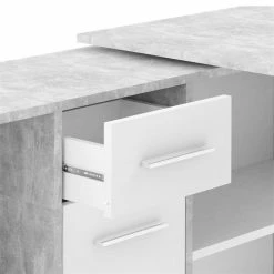 CARO-Möbel Eckschreibtisch DIEGO Mit Regal In Betonoptik/weiß -Günstiges Tische Geschäft 14712 3 N1