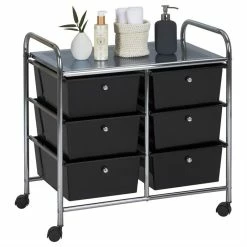 IDIMEX Rollcontainer GINA, 6 Schubladen Schwarz/chrom