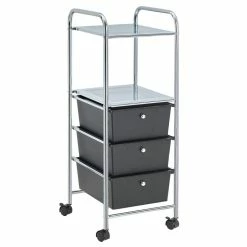 IDIMEX Rollcontainer GINA, 3 Schubladen & 2 Böden In Schwarz