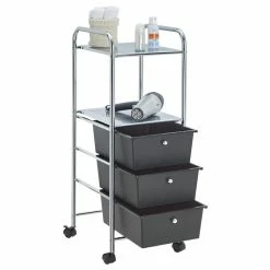 IDIMEX Rollcontainer GINA, 3 Schubladen & 2 Böden In Schwarz -Günstiges Tische Geschäft 16037 2