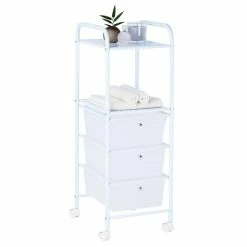 IDIMEX Rollcontainer GINA, 3 Schubladen Und 2 Böden In Weiß/transparent