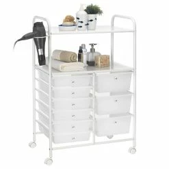 IDIMEX Badezimmerwagen MARITA Friseurwagen Mit 9 Schubladen, Weiß/weiß