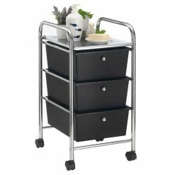 IDIMEX Rollcontainer GINA Mit 3 Schubladen Chrom/schwarz