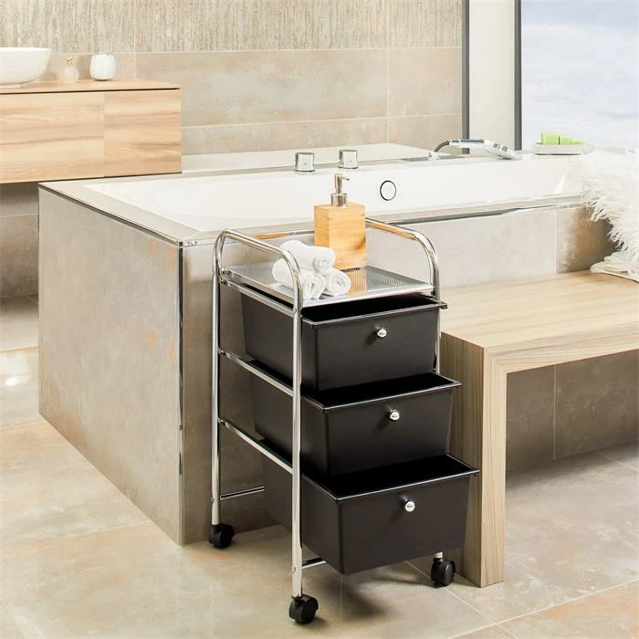 IDIMEX Rollcontainer GINA Mit 3 Schubladen Chrom/schwarz 5 IDIMEX Rollcontainer GINA Mit 3 Schubladen Chrom/schwarz – Bild 5