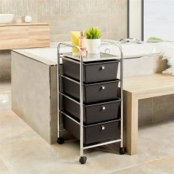 IDIMEX Rollcontainer GINA Mit 4 Schubladen In Chrom/schwarz -Günstiges Tische Geschäft 16067 A0 1N