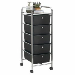 IDIMEX Rollcontainer GINA Mit 5 Schubladen In Chrom/schwarz