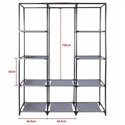 IDIMEX Stoffkleiderschrank STEVEN, 1 Kleiderstange, 9 Regale -Günstiges Tische Geschäft 16130 4