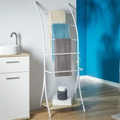 IDIMEX Handtuchhalter EDY Mit 5 Handtuchstangen Weiß/Sonoma Eiche -Günstiges Tische Geschäft 18370 A0 N1