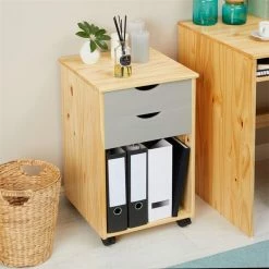 IDIMEX Rollcontainer KANO Mit 2 Schubladen Und 1 Ablagefach In Natur/grau -Günstiges Tische Geschäft 2113 AC3