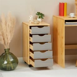 IDIMEX Rollcontainer LAGOS Mit 5 Schubladen In Natur/grau -Günstiges Tische Geschäft 2116 AC2