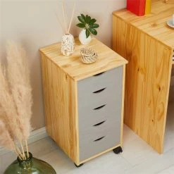 IDIMEX Rollcontainer LAGOS Mit 5 Schubladen In Natur/grau -Günstiges Tische Geschäft 2116 AC3