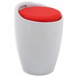 IDIMEX Badhocker DANIEL Mit Stauraum Weiß/rot