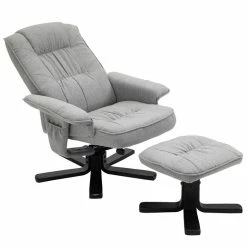 IDIMEX Relaxsessel CHARLY Mit Hocker Und Stoffbezug Grau/schwarz -Günstiges Tische Geschäft 31092 3 N1