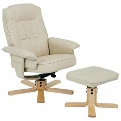 IDIMEX Relaxsessel CHARLY Mit Hocker Und Kunstleder In Beige