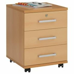 CARO-Möbel Rollcontainer VANCOUVER In Buchefarben Mit 3 Schubladen