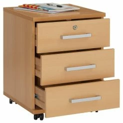 CARO-Möbel Rollcontainer VANCOUVER In Buchefarben Mit 3 Schubladen -Günstiges Tische Geschäft 51125 2