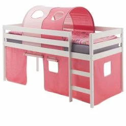 Günstiges Tische Geschäft 21 IDIMEX Hochbett ERIK Vorhang & Tunnel Pink/rosa