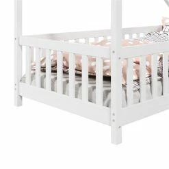 IDIMEX Hausbett CORA In 90 X 200 Cm Aus Massiver Kiefer Mit Rausfallschutz In Weiß -Günstiges Tische Geschäft 71351 4