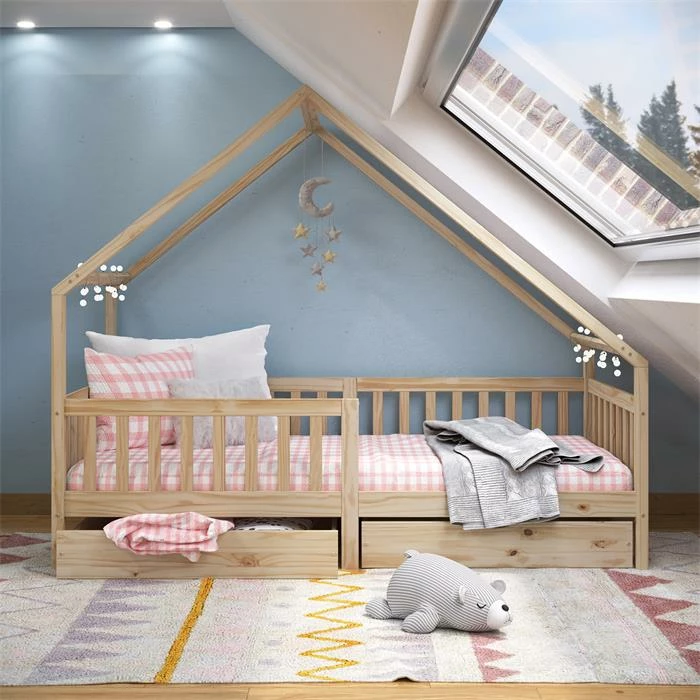 IDIMEX Hausbett ALVA In 90 X 200 Cm Aus Massiver Kiefer Mit Schubladen In Natur 2 IDIMEX Hausbett ALVA In 90 X 200 Cm Aus Massiver Kiefer Mit Schubladen In Natur – Bild 2