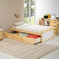 IDIMEX Bett Mit Stauraum MIA 90x190 Cm, Kiefer Natur/weiß -Günstiges Tische Geschäft 7142 AC0