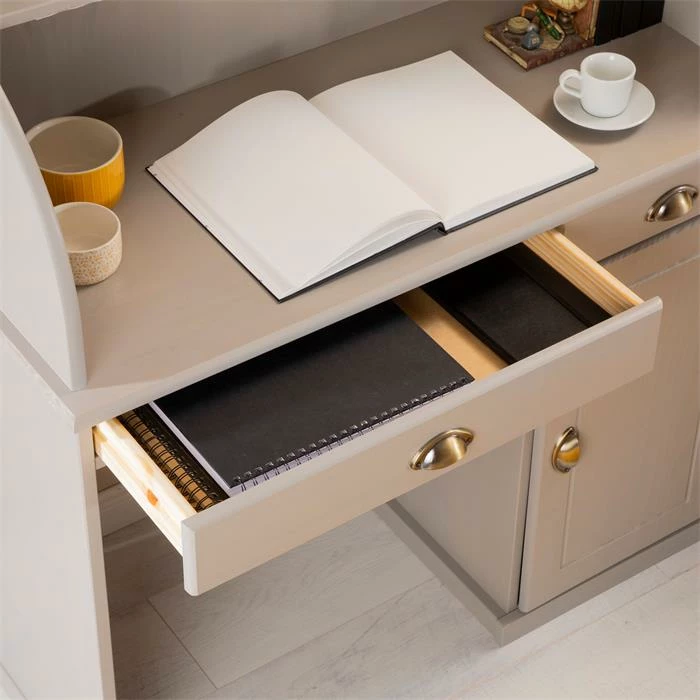 IDIMEX Sekretär TOM Mit 2 Schubladen, Rollladen Und 1 Tür Aus Massiver Kiefer In Grau 5 IDIMEX Sekretär TOM Mit 2 Schubladen, Rollladen Und 1 Tür Aus Massiver Kiefer In Grau – Bild 5