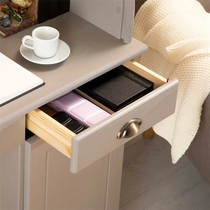 IDIMEX Sekretär TOM Mit 2 Schubladen, Rollladen Und 1 Tür Aus Massiver Kiefer In Grau 6 IDIMEX Sekretär TOM Mit 2 Schubladen, Rollladen Und 1 Tür Aus Massiver Kiefer In Grau – Bild 6