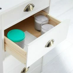 IDIMEX Schreibtisch LANA Aus Kiefer In Weiß Mit 5 Schubladen Und Muschelgriffen -Günstiges Tische Geschäft 7281 AC5