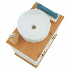 IDIMEX Waschbeckenunterschrank COLMAR Mit 2 Fächer Weiß/braun -Günstiges Tische Geschäft 80359 4