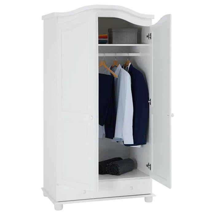 IDIMEX Kleiderschrank BERGEN Mit 2 Türen, Kiefer Weiß 3 IDIMEX Kleiderschrank BERGEN Mit 2 Türen, Kiefer Weiß – Bild 3