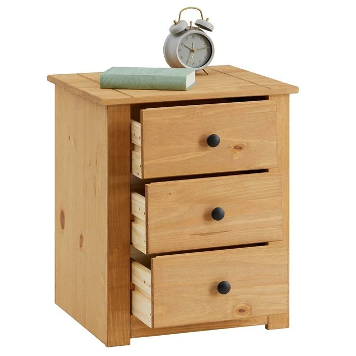 CARO-Möbel Nachttisch CANCUN Aus Kiefer Mit 3 Schubladen 3 CARO-Möbel Nachttisch CANCUN Aus Kiefer Mit 3 Schubladen – Bild 3