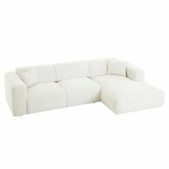 CARO-Möbel Ecksofa NUBES Inkl. Kissen, Chenille In Weiß -Günstiges Tische Geschäft 92001 3