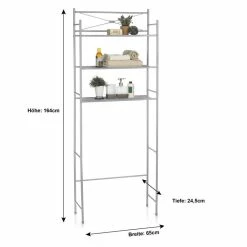 CARO-Möbel Toiletten Waschmaschinen Regal MARSA Mit 3 Ablagen In Grau -Günstiges Tische Geschäft 93000 00