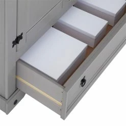 CARO-Möbel Kleiderschrank RAMON Im Mexiko Stil, Kiefer Massiv, Grau/natur -Günstiges Tische Geschäft 93083 5 N