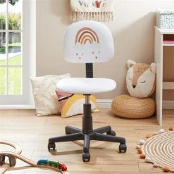 CARO-Möbel Kinderdrehstuhl RAINBOW Höhenverstellbar, Kunstleder In Weiß -Günstiges Tische Geschäft 93516 AC2