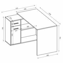 CARO-Möbel Eckschreibtisch LENA In Weiß/grau Mit Regal -Günstiges Tische Geschäft 93675 80 2