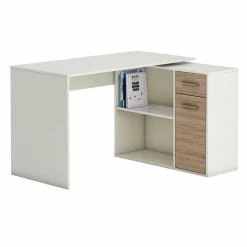 CARO-Möbel Eckschreibtisch LENA Mit Regal In Sonoma Eiche/weiß