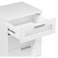 CARO-Möbel Nachttisch MARY Weiß Mit Glaseinsatz -Günstiges Tische Geschäft 93756 2