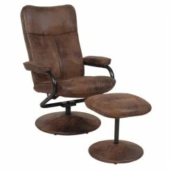 CARO-Möbel Relaxsessel DAKOTA Mit Hocker Und Stoffbezug Im Wildleder Look / Braun