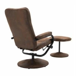 CARO-Möbel Relaxsessel DAKOTA Mit Hocker Und Stoffbezug Im Wildleder Look / Braun -Günstiges Tische Geschäft 93873 3