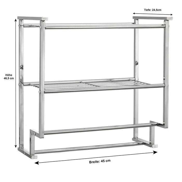 CARO-Möbel Wand-Handtuchhalter BARIS Mit 2 Ablagen 3 CARO-Möbel Wand-Handtuchhalter BARIS Mit 2 Ablagen – Bild 3