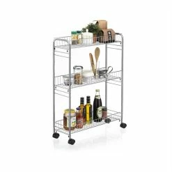 CARO-Möbel Rollwagen ZETA Verchromt Mit 3 Ablagen