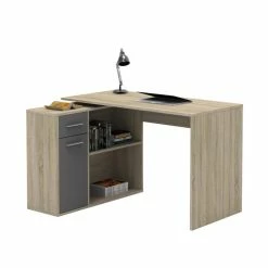 CARO-Möbel Eckschreibtisch LENA Mit Regal In Sonoma Eiche/grau