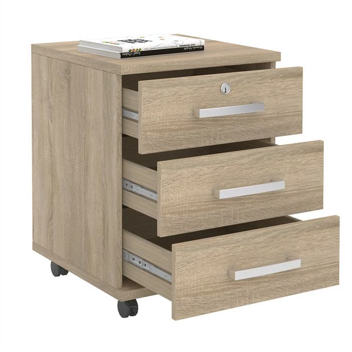 CARO-Möbel Rollcontainer VANCOUVER In Sonoma Eiche Mit 3 Schubladen 2 CARO-Möbel Rollcontainer VANCOUVER In Sonoma Eiche Mit 3 Schubladen – Bild 2