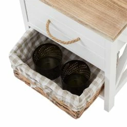 CARO-Möbel Nachttisch PERUGIA Mit 1 Schublade Und Korb, Weiß -Günstiges Tische Geschäft 94098 4 N2