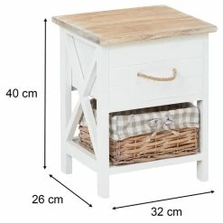 CARO-Möbel Nachttisch PERUGIA Mit 1 Schublade Und Korb, Weiß -Günstiges Tische Geschäft 94098 9 N2